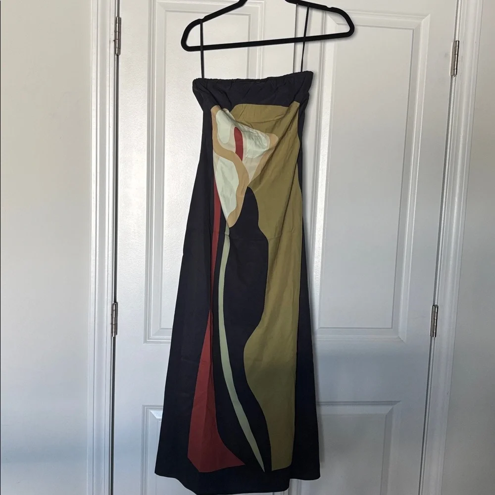 Commense Black Maxi Dress with Olive, Rust & Cream Floral Panel - Picture 3 of 3